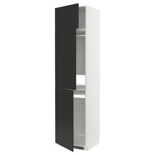 METOD - High cab f fridge/freezer w 3 doors, white/Nickebo matt anthracite , 60x60x240 cm