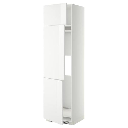 METOD - High cab f fridge/freezer w 3 doors, white/Ringhult white, 60x60x220 cm