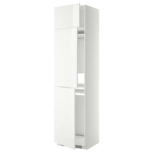 METOD high cab f fridge/freezer w 3 doors, white/Ringhult white, 60x60x240 cm