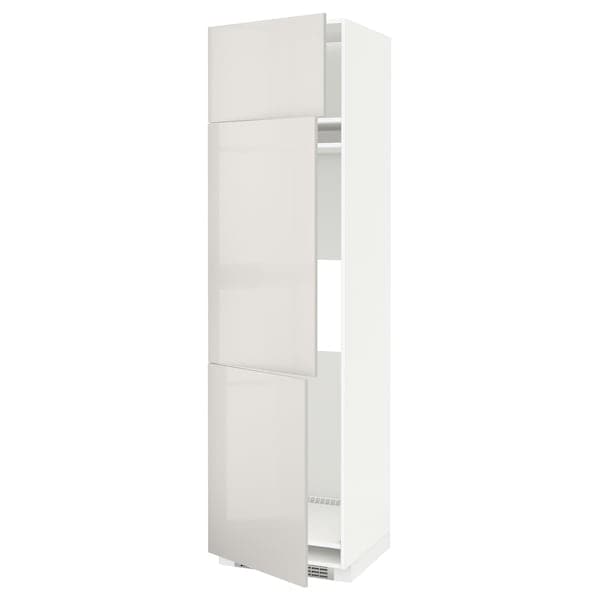 Ikea METOD - High cab f fridge/freezer w 3 doors, white/Ringhult light grey, 60x60x220 cm