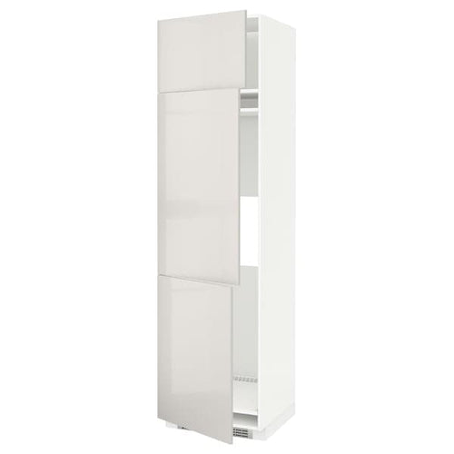 METOD high cab f fridge/freezer w 3 doors, white/Ringhult light grey, 60x60x220 cm