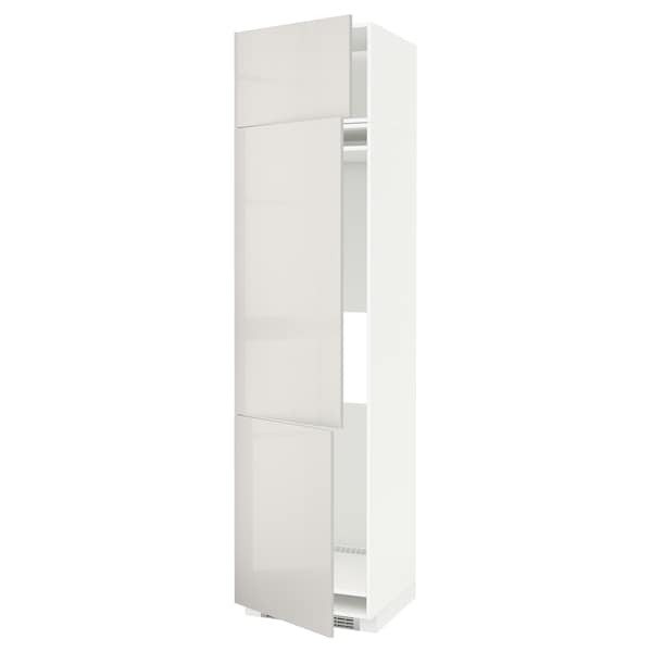 METOD - METOD High cab f fridge/freezer w 3 doors, white/Ringhult light grey, 60x60x240 cm