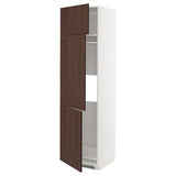 METOD high cab f fridge/freezer w 3 doors, white/Sinarp brown, 60x60x220 cm