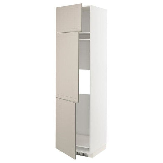 Ikea METOD - High cab f fridge/freezer w 3 doors, white/Stensund beige, 60x60x220 cm