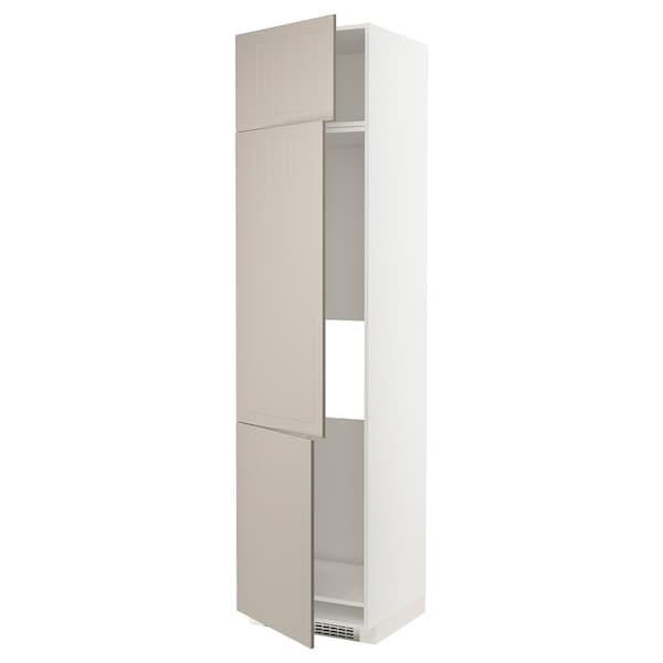 Ikea METOD - High cab f fridge/freezer w 3 doors, white/Stensund beige, 60x60x240 cm