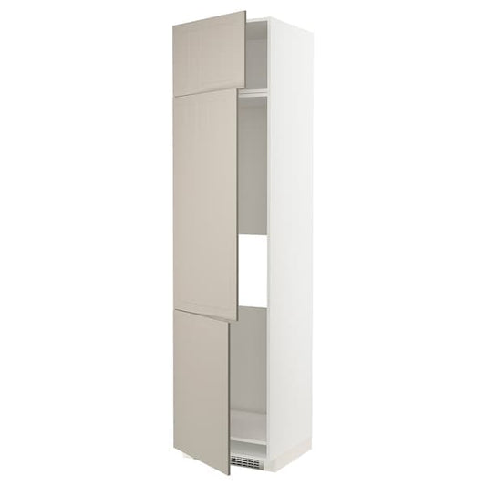 Ikea METOD - High cab f fridge/freezer w 3 doors, white/Stensund beige, 60x60x240 cm