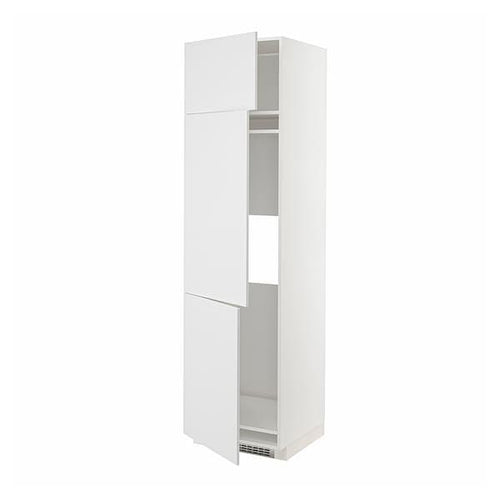 METOD high cab f fridge/freezer w 3 doors, white/Stensund white, 60x60x220 cm