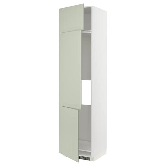 METOD - High cab f fridge/freezer w 3 doors, white/Stensund light green, 60x60x240 cm - best price from Maltashopper.com 69486184
