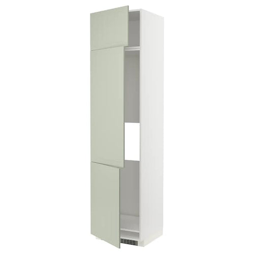 METOD high cab f fridge/freezer w 3 doors, white/Stensund light green, 60x60x240 cm
