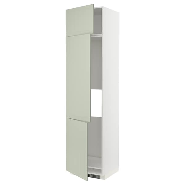 METOD - High cab f fridge/freezer w 3 doors, white/Stensund light green, 60x60x240 cm