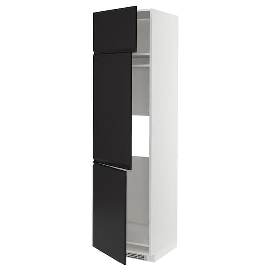 Ikea METOD - High cab f fridge/freezer w 3 doors, white/Upplöv matt anthracite , 60x60x220 cm