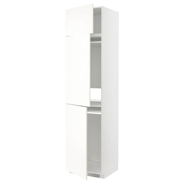 METOD - High cab f fridge/freezer w 3 doors, white/Vallstena white, 60x60x240 cm