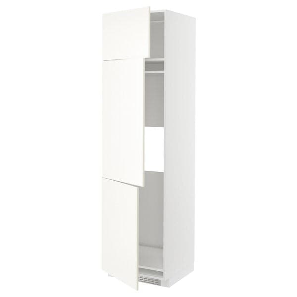 METOD - High cab f fridge/freezer w 3 doors, white/Vallstena white, 60x60x220 cm - best price from Maltashopper.com 79507355