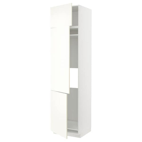 METOD - High cab f fridge/freezer w 3 doors, white/Vallstena white, 60x60x240 cm