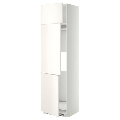 METOD - High cab f fridge/freezer w 3 doors, white/Veddinge white, 60x60x220 cm