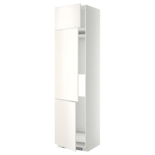 Ikea METOD - High cab f fridge/freezer w 3 doors, white/Veddinge white, 60x60x240 cm