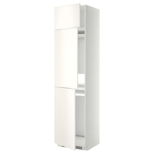 METOD - High cab f fridge/freezer w 3 doors, white/Veddinge white, 60x60x240 cm