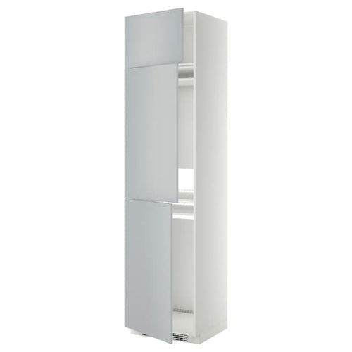 METOD - High cab f fridge/freezer w 3 doors, white/Veddinge grey, 60x60x240 cm