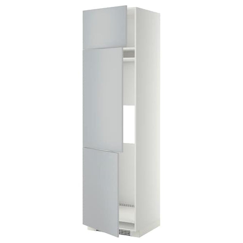 METOD - High cab f fridge/freezer w 3 doors, white/Veddinge grey, 60x60x220 cm