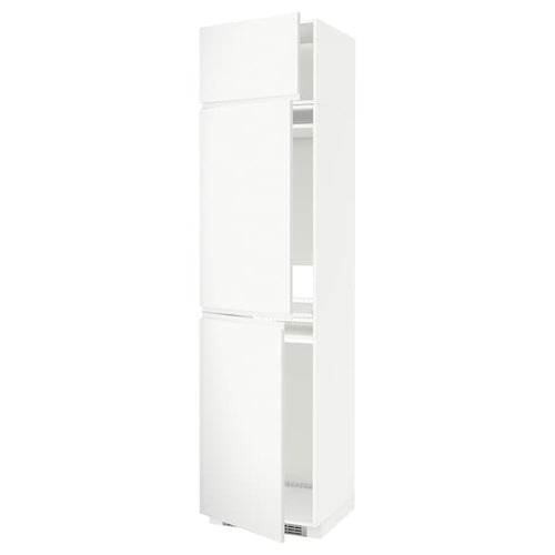 METOD - High cab f fridge/freezer w 3 doors, white/Voxtorp matt white, 60x60x240 cm
