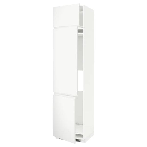 METOD - High cab f fridge/freezer w 3 doors, white/Voxtorp matt white , 60x60x240 cm