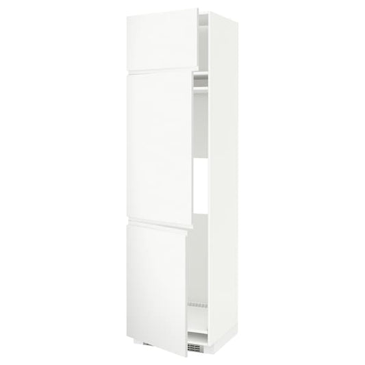Ikea METOD - High cab f fridge/freezer w 3 doors, white/Voxtorp matt white, 60x60x220 cm