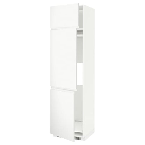 METOD - High cab f fridge/freezer w 3 doors, white/Voxtorp matt white, 60x60x220 cm