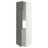 METOD high cab f fridge/freezer w 3 doors, white/Voxtorp dark grey, 60x60x220 cm