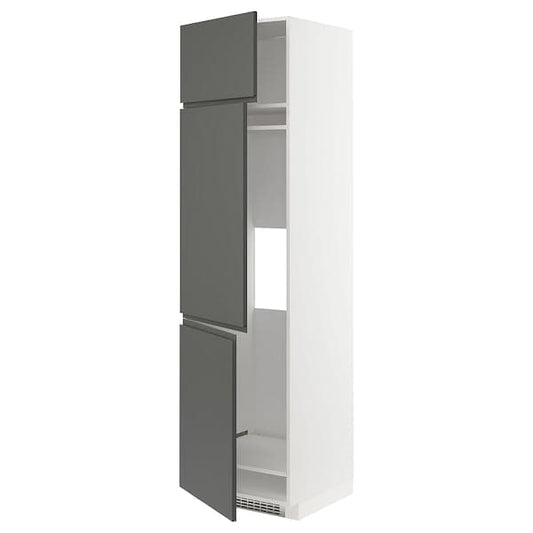 Ikea METOD - High cab f fridge/freezer w 3 doors, white/Voxtorp dark grey, 60x60x220 cm