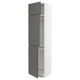 METOD high cab f fridge/freezer w 3 doors, white/Voxtorp dark grey, 60x60x240 cm