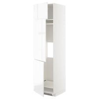 METOD high cab f fridge/freezer w 3 doors, white/Voxtorp high-gloss/white, 60x60x220 cm