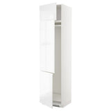 METOD high cab f fridge/freezer w 3 doors, white/Voxtorp high-gloss/white, 60x60x240 cm