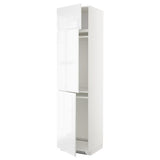 METOD high cab f fridge/freezer w 3 doors, white/Voxtorp high-gloss/white, 60x60x240 cm