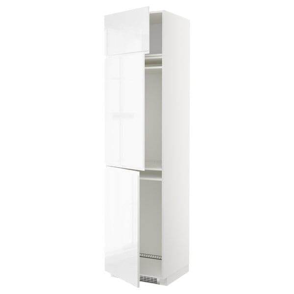 Ikea METOD - High cab f fridge/freezer w 3 doors, white/Voxtorp high-gloss/white, 60x60x240 cm