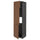 METOD - METOD High cab f fridge/freezer w 3 doors, black Enköping/brown walnut effect, 60x60x220 cm