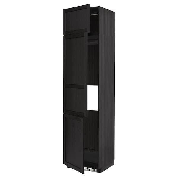 METOD - High cab f fridge/freezer w 3 doors, black/Lerhyttan black stained, 60x60x240 cm - best price from Maltashopper.com 19454473