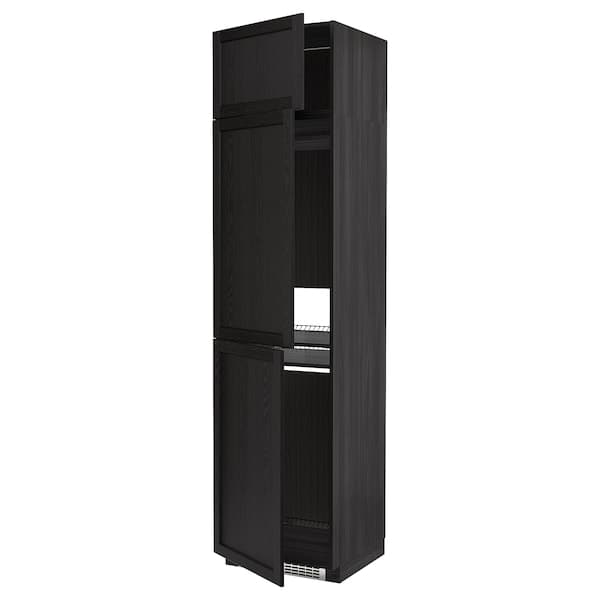 METOD - High cab f fridge/freezer w 3 doors, black/Lerhyttan black stained, 60x60x240 cm - best price from Maltashopper.com 79457812