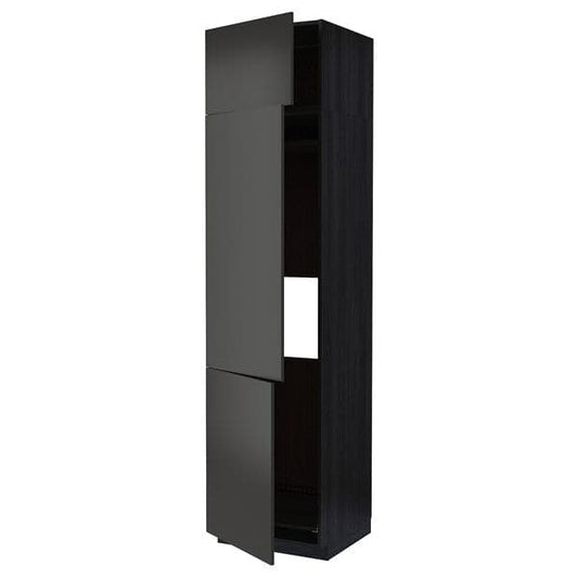 Ikea METOD - High cab f fridge/freezer w 3 doors, black/Nickebo matt anthracite, 60x60x240 cm