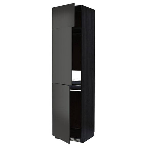 METOD - High cab f fridge/freezer w 3 doors, black/Nickebo matt anthracite, 60x60x240 cm