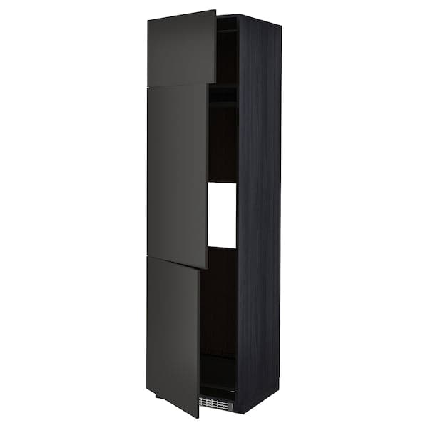 METOD - High cab f fridge/freezer w 3 doors, black/Nickebo matt anthracite , 60x60x220 cm - best price from Maltashopper.com 99498755