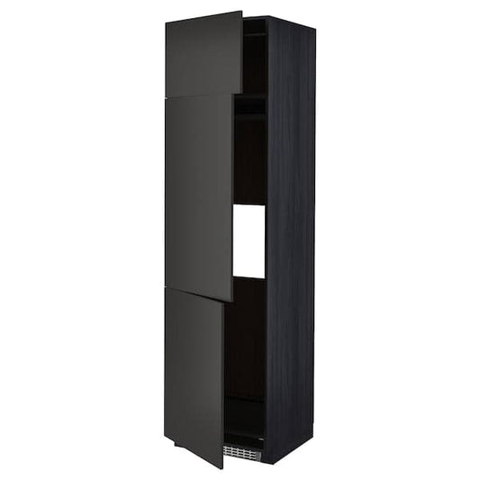 METOD - High cab f fridge/freezer w 3 doors, black/Nickebo matt anthracite , 60x60x220 cm - best price from Maltashopper.com 99498755