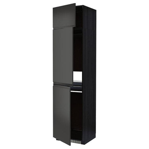 METOD - High cab f fridge/freezer w 3 doors, black/Upplöv matt anthracite, 60x60x240 cm