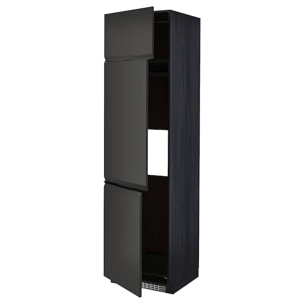 METOD - High cab f fridge/freezer w 3 doors, black/Upplöv matt anthracite, 60x60x220 cm - best price from Maltashopper.com 79495673