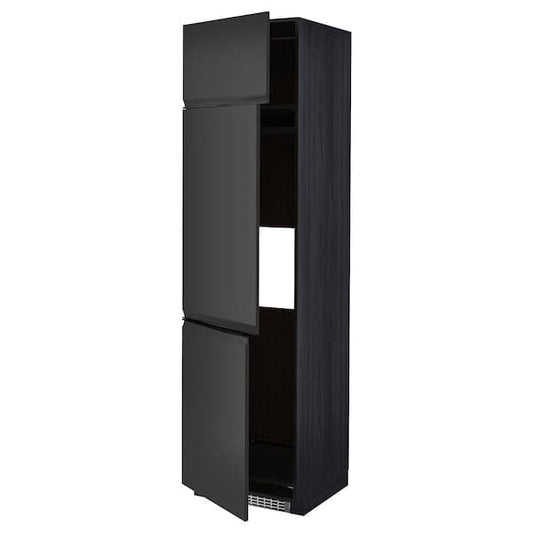 METOD - High cab f fridge/freezer w 3 doors, black/Upplöv matt anthracite, 60x60x220 cm - best price from Maltashopper.com 79495673