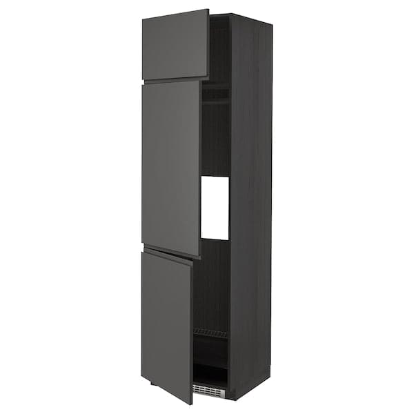 METOD - High cab f fridge/freezer w 3 doors, black/Voxtorp dark grey, 60x60x220 cm - best price from Maltashopper.com 99457364