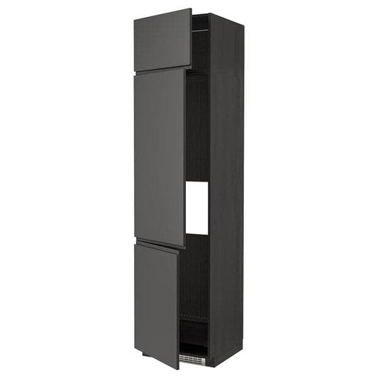 Ikea METOD - High cab f fridge/freezer w 3 doors, black/Voxtorp dark grey, 60x60x240 cm
