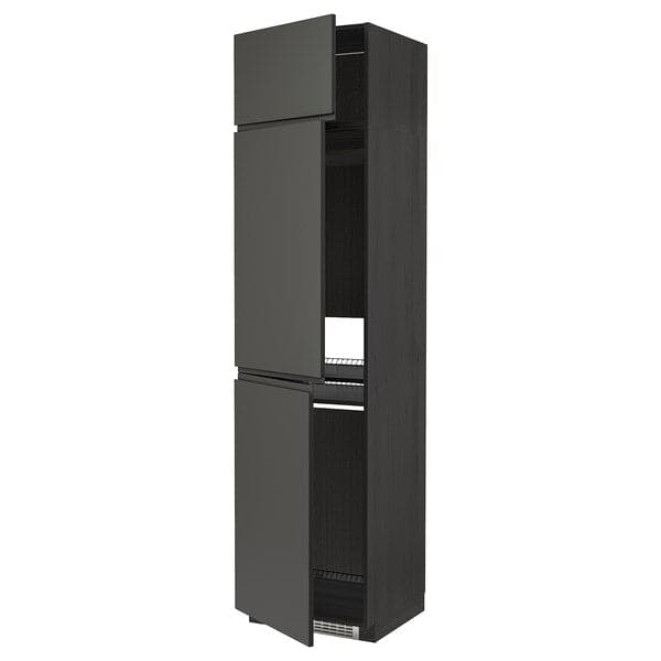Ikea METOD - High cab f fridge/freezer w 3 doors, black/Voxtorp dark grey, 60x60x240 cm