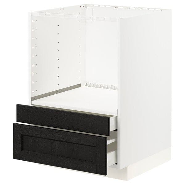 Ikea METOD - Base cabinet f combi micro/drawers, white/Lerhyttan black stained