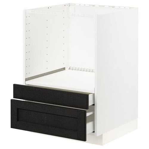 METOD - Base cabinet f combi micro/drawers, white/Lerhyttan black stained