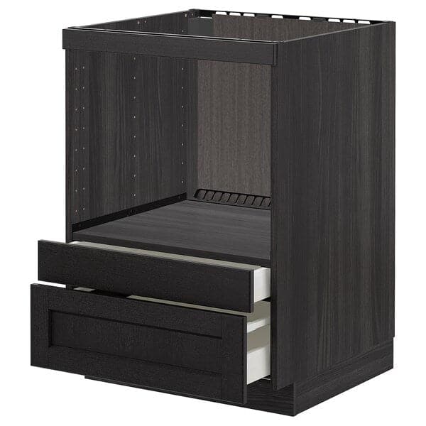 Ikea METOD - Base cabinet f combi micro/drawers, black/Lerhyttan black stained, 60x60 cm